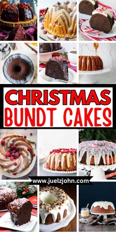 christmas bundt cakes collage with text overlay