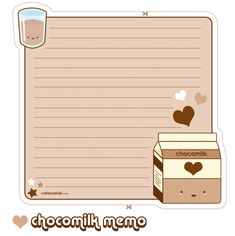 a paper with chocolate milk and hearts on it