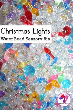 christmas lights water bead sensory bin