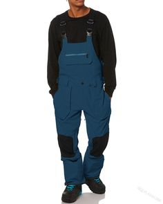 PRICES MAY VARY. Material: The outer fabric of the ski pants is made of high-quality polyester fiber, durable, wear-resistant, waterproof and windproof, and the inner layer has padding and lining, which can provide warmth and keep you dry, perfect for various outdoor sports in winter, enjoy the winter fun Features: This bib coverall features zipper closure, adjustable elastic shoulder straps, multi-pocket velcro and zipper dual design, large chest pocket for easy storage of phone and snow cards, Snowboarding Overalls, Overalls Winter, Snowboard Bibs, Mens Ski Pants, Ski Bibs, Snowboarding Style, Winter Outdoors, Color Block Pattern, Snowboard Boots