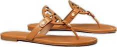 Gold Sandals With Studded Rubber Outsoles And Round Toe, Casual Calf Leather Sandals With Leather Footbed, Casual Calf Leather Sandals For Spring, Casual Tan Sandals With Leather Sole, Tan Leather Casual Sandals, Designer Sandals With Leather Footbed For Spring, Designer Leather Footbed Sandals For Spring, Casual Tan Flat Sandals, Casual Tan Flat Heel Sandals