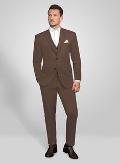 Catch the spotlight with our Brown Stretch Chino Suit. Crafted from cotton lycra, the suit features an earthy brown hue that is highly versatile and will give off a perception of you even before you utter a word. It will work effortlessly on many levels of formality and will serve as well for a casual night out in the town with friends over the weekend. Team the suit with a matching waistcoat, white shirt, purple tie and brown brogues to create this impeccable ensemble. 
 
 Look Includes  Brown Brown Slim Fit Sets For Semi-formal Occasions, Brown Single Breasted Business Sets, Brown Slim Fit Business Sets, Brown Single Breasted Set With Notch Lapel, Brown Single Breasted Sets With Notch Lapel, Brown Single-breasted Notch Lapel Set, Brown Single-breasted Sets With Notch Lapel, Brown Slim Fit Suit With Suit Collar, Brown Slim Fit Three-piece Suit With Suit Collar