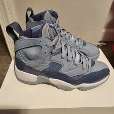 Brand New In Box! Jordan Jumpman Two Trey Womens Size 9! Rare Blue Grey/Diffused Blue! Luxury Purple Jordan Shoes For Streetwear, Jordan 4s Metallic Purple Flight Club, Luxury Purple Casual Jordan Shoes, Jordan Slippers Blue, Ddosama Shoes, Jumpman Two Trey, Womens Jordans, Newest Jordans, Jordan Shoes