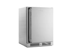 a stainless steel refrigerator on a white background