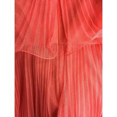 Vibrant coral colors with a ruffle at top and layered pleats at the skirt. Off-the-shoulder necklineShort sleevesRuffled around neckline and bodice. Pleated, layered skirt, concealed back zip and hook closureLined. Polyester.Dry clean. Party Dress With Pleated Waist And Tiered Skirt, Tiered Skirt Dress With Pleated Waist For Party, Chic Red Pleated Summer Dress, Cocktail Pleated Dress With Ruffles, Formal Orange Ruffled Dresses, Pink Dresses With Folds For Spring, Formal Orange Dresses With Ruffles, Pink Pleated Flowy Dress, Formal Orange Dress With Ruffles