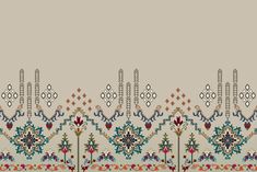 an ornate border with flowers and leaves on a beige background