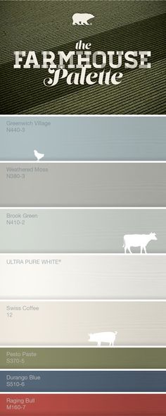 the farm house palette is shown in four different colors and font options for each color scheme