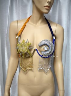 http://lamourleallure.storenvy.com/collections/1308450-samba-cage-bras/products/17802680-sun-and-moon-samba-bra-cosplay-dance-costume-rave-bra-rave-wear-halloween-bu Outfits Bikinis, Rave Bras, Moon Galaxy, Show Girl, Burlesque Show, Cross Choker, Rave Bra, Rave Wear, Dance Costume