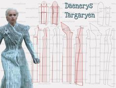 an image of a woman's dress pattern with the words daenery's targaryn on it