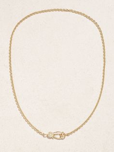 Pascale Monvoisin loves the charm of handmade jewelry and how each piece is imbued with the artisan's personal touch. This 'Paloma' necklace is cast from 9-karat gold and set with six sparkling diamonds on the oversized lobster clasp. String on one or more charms to customize it just for you. Yellow Gold Jewelry With Adjustable Chain And Oval Pendant, Yellow Gold Jewelry With Oval Pendant And Adjustable Chain, Heirloom Style Brass Necklace, Tarnish Resistant, Yellow Gold Oval Pendant With Adjustable Chain, Heirloom Brass Necklace Tarnish Resistant, Gold-tone Fine Jewelry With Cable Chain, Gold-tone Pendant Jewelry With Cable Chain, Gold-tone Cable Chain Fine Jewelry, Fine Jewelry Gold-tone Cable Chain