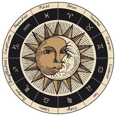 the sun and moon with zodiac signs