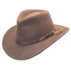 The Dorfman Pacific Indiana Jones Outback Hat is an officially licensed product straight from the Indiana Jones franchise! This famously classic look features a 3" brim, a faux leather band around the crown, and is made from a water repellent crushable wool felt material. This hat is perfect for a true Indiana Jones fan! Adjustable Fit Flat Brim Hat For Country Events, Outdoor Wide Brim Hat, Western Flat Bill Hat Bands For Travel, Country Style Hat With Adjustable Fit And Flat Brim, Classic Brown Hat For Outdoor Activities, Classic Outdoor Hat Bands, Classic Fedora With Short Brim For Outdoor Activities, Classic Short Brim Hat For Outdoor Activities, Classic Flat Bill Fedora For Outdoor