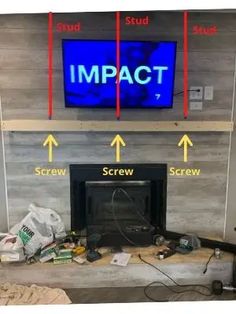 a fireplace with the words impact in front of it and arrows pointing to different locations