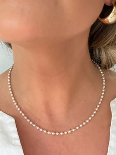 D E T A I L S - 18K Gold Filled, Synthetic Pearls - 16" length with a 2" extender - Lobster Clasp  M A T E R I A L S At Dylan Rae, we are committed to handcrafting jewelry that is perfect for everyday wear. Our high-quality gold filled designs contain 100+ times more real gold than gold plated components. The thick outer layer of gold makes it highly durable and safe for people with allergies or sensitive skin. C A R E Care for Your Gold Filled Jewelry: Wear It, Love It, Care for It! Our gold-fi White Sterling Silver Necklace For Bridesmaid Gift, White Pearl Charm Necklace For Bridesmaid Gift, White Pearl Charm Necklace For Bridesmaid, Silver Single Strand Bridal Necklace Gift, Dainty White Pearl Necklace For Anniversary, Delicate White Pearl Necklace For Mother's Day, Dainty White Necklace For Anniversary, White Pearl Chain Jewelry For Bridesmaid Gift, White Pearl Chain Necklace For Bridesmaid