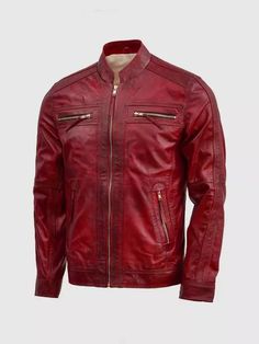 WAXED BURGUNDY JACKET on Storenvy Burgundy Jacket, Round Collar, Leather Jacket Men, Biker Jacket, Light Photography, Cowhide Leather, Leather Handmade, Leather Jacket, Wax