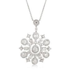 Snowflake Diamond and White Gold Necklace | From a unique collection of vintage drop necklaces at https://www.1stdibs.com/jewelry/necklaces/drop-necklaces/ White Diamond Necklace With Oval Pendant, Elegant Snowflake Necklace For Formal Occasions, Luxury Silver Diamond Necklace With Oval Pendant, Oval Diamond Necklace With Large Pendant, Luxury Diamond Necklace With Large Pendant, Luxury Diamond Oval Pendant Necklace, Gold Snowflake Necklace, Ring Patterns, Pendants Diamond