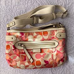 Coach Crossbody/Shoulder Bag Colorful Signature Coach Design Has Pockets Outside & Inside Never Worn! Completely New! No Stains!! Coach Shoulder Bag For Spring Travel, Spring Coach Shoulder Bag For Travel, Spring Coach Shoulder Bag With Adjustable Strap, Spring Coach Shoulder Bag With Removable Pouch, Coach Shoulder Bag With Removable Pouch For Spring, Cream Coach Shoulder Bag With Zipper Closure, Coach Cream Shoulder Bag With Zipper Closure, Coach Cream Shoulder Bag, Coach Sierra