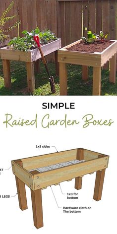 an image of raised garden boxes in the yard with instructions to make them look like they are