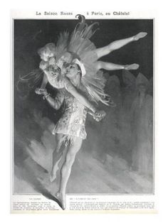 size: 24x18in Giclee Print: Nijinsky, Karsavina Art Print : Vaslav Nijinsky, The Firebird, Ballet Russe, Fire Bird, Picture Library, Firebird, Ballet Dancers, Fashion Drawing, Photographic Prints