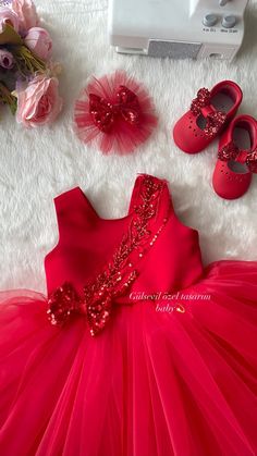 Cute Red Tutu Dress For Party, Red Princess Dress For Baptism, Red Princess Dress For Celebration, Elegant Red Dress For Baptism, Elegant Red Baptism Dress, Red Princess Style Tutu Wedding Dress, Red Princess Tutu Dress For Wedding, Elegant Red Tutu Dress For Festive Occasions, Red Tulle Dress For Celebration