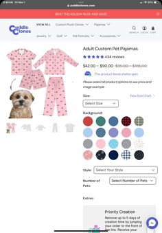 a screen shot of an app showing the product description and price for pajamas, which is also on sale