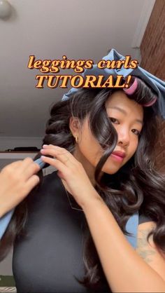 Heartless Curls With Leggings Tutorial, How To Use Leggings To Curl Hair, How To Do Overnight Curls With Leggings, Leggings Heatless Curls Tutorial, Heatless Curls Overnight Leggings Tutorial, Heatless Legging Curls Overnight, Curly Hair With Leggings, Leggings Overnight Curls, Heatless Curls Using Leggings