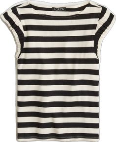 Summer Striped Ribbed Tops, Chic Striped Ribbed Tops, Trendy Striped Tops With Ruffles, Fitted Striped Top With Scoop Neck, Striped Scoop Neck Top For Summer, Sailor Fashion, Statement Tees, T-shirts & Tank Tops, New Vintage