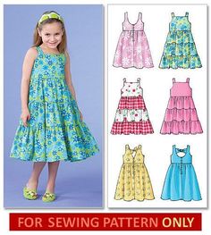 Girls Summer Dress Pattern, Girls Dress Pattern Free, Sundress Sewing Patterns, Simplicity Patterns Dresses, Girls Dress Sewing Patterns, Girl Dress Pattern, Dress Patterns Free, Kids Dress Patterns