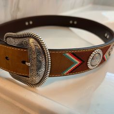 This Beautiful Belt Is Like Brand New, I Don’t Think It Has Ever Been Worn. Perfect Condition!! Grab It Before It’s Gone! First Reasonable Offer Takes It. Nocona Belt, Beautiful Belts, Rhinestone Belt, Western Belts, Brown Leather Belt, Brown Belt, Genuine Leather Belt, Belt Size, Silver Studs