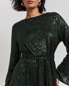 The perfect addition to your going out wardrobe this season. Shop this sequin playsuit featuring long sleeves, tie front and an all over sequin design. Availabe in 3 colourways this season, black, wine and green. Simply pair with boots for the perfect going out look! Dresses Sequin, Long Sleeve Sequin Dress, Sequin Dresses, Curvy Kate, Layered T Shirt