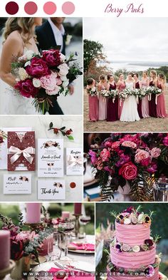 a collage of pink and red wedding colors