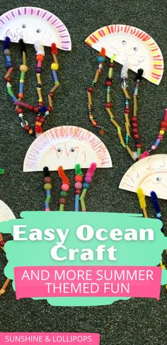 easy ocean craft and more summer themed fun for kids using paper plates, beads, and string