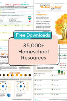 the free worksheet for homeschool resources is shown with an image of trees and