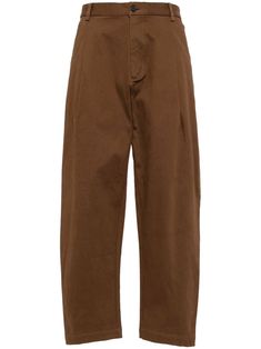 coffee brown cotton blend pleat detailing belt loops concealed front zip fastening rear elasticated waistband two side slash pockets rear welt pocket straight hem Brown Tapered Leg Workwear Bottoms, Brown Relaxed Fit Wide Leg Chinos, Brown Tapered Leg Chinos For Business Casual, Wide Leg Brown Chinos With Pockets, Brown Straight Chinos For Fall, Brown Cotton Chinos For Workwear, Brown Cotton Bottoms For Workwear, Classic Brown Wide Leg Chinos, Brown Tapered Leg Chinos For Work