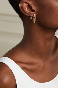 Anita Ko's dainty 'Huggie' earrings are the kind you 'set and forget'. They're cast from 18-karat gold in a classic hoop shape and are hinged for easy on and off. Wear yours solo or stacked alongside similar styles. Gold Plated Hoop Earrings With Prong Setting For Wedding, Elegant Gold-plated Huggie Earrings With Prong Setting, Luxury Huggie Earrings For Wedding, Gold Plated Hoop Earrings Fine Jewelry, Gold Plated Diamond Cut Huggie Earrings, Luxury Huggie Jewelry For Weddings, Timeless Gold-plated Hoop Earrings For Weddings, Tarnish Resistant Huggie Diamond Earrings For Wedding, Yellow Gold Huggie Earring For Wedding