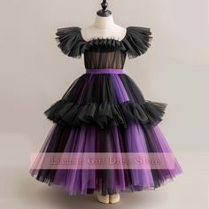 Cute Purple And Black Tulle Hand Made Flower Girl Dresses Brithday Party Princess First Communion Pageant Kids Skirt W8-10.4 on Storenvy Black Princess Dress For Dress-up, Purple Tulle Tutu Dress For Party, Black Tulle Dress For Costume Party, Princess Style Dress With Tulle Skirt For Costume Party, Black Tulle Dress For Halloween, Halloween Black Tulle Dress, Purple Tulle Dress For Dress-up Occasions, Fitted Black Princess Dress For Dress-up, Purple Tulle Dress For Costume Party