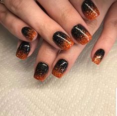 Orange And Black Ombre Nails, Halloween Toe Nails, Orange Ombre Nails, Black Ombre Nails, Holloween Nails, Nagel Design, Halloween Acrylic Nails, Manicure Nail Designs, Fall Gel Nails