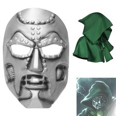 PRICES MAY VARY. 2Pcs-Doctor Doom mask with green cape, 2-piece set can make you attract most people's attention at the Halloween party and become the focus of the event. Dr Doom Mask--The Dr Doom mask is meticulously carved and 1:1 simulated, allowing you to experience the world of superheroes and is deeply loved by Halloween enthusiasts. Size--The superhero mask comes in only one size, and the back is designed with an adjustable elastic band, which is suitable for most people to wear. Built-in sponge, comfortable to wear. Material--Dr Doom mask is made of PVC material, which is environmentally friendly, durable and easy to clean. The super villain mask will scare people around you. Occasion--Dr Doom mask is suitable for various occasions, especially Halloween, Christmas, Easter, carnival Dr Doom Mask, Cloak Medieval, Villain Mask, Doom Mask, Victor Von Doom, Easter Carnival, Superhero Mask, Green Cape, Green Costumes