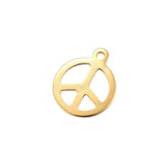 Gouden peace sign bedel. Ideaal voor aan een bedelketting of armband. Symbolic Round Peace Sign Jewelry, Adjustable Nickel-free Gold Charms, Nickel-free Brass Pendant Charm, Symbolic Gold Charm Necklaces Nickel Free, Gold Peace Sign Jewelry Gift, Symbolic Gold Metal Charms, Gold Symbolic Metal Charms, Gold Jewelry With Peace Sign For Gift, Gold Hypoallergenic Metal Charm Necklaces