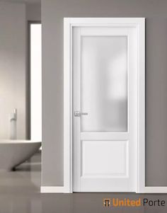 Solid Interior French Door with Frosted Glass | Bathroom Bedroom Sturdy Doors | Buy Doors Online Frosted Glass Bathroom, Interior French Door, Frosted Glass Interior Doors, Veneer Door, European Doors, Pantry Kitchen, Open Closet, Glass Doors Interior, Glass Bathroom