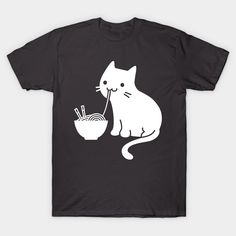 Cats And Ramen -- Choose from our vast selection of Crewneck and V-Neck T-Shirts to match with your favorite design to make the perfect graphic T-Shirt. Pick your favorite: Classic, Boxy, Tri-Blend, V-Neck, or Premium. Customize your color! For men and women. Cat Merchandise, Cat Tshirt, Ramen, Cute Cat, Funny Cats, Cat Lovers, V Neck T Shirt, Graphic T Shirt, Graphic Tshirt