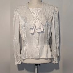 Woodward | Tops | Womens Woodward Petite Collection White Blouse Sz Nwot | Poshmark Feminine Formal Button-up Blouse, Feminine Semi-formal Button-up Tops, White Formal Blouse With Button Closure, Feminine Formal Shirt With Buttons, Feminine Formal Tops With Button Closure, Feminine Formal Tops With Buttons, Long Sleeve Blouse With Button Closure For Wedding, Elegant Button-up Wedding Blouse, Fitted Blouse With Button Closure For Wedding