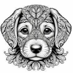 a dog's face with intricate patterns on it