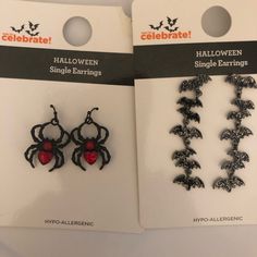 Halloween Earrings 2 Pairs Spiders And Bats Both New Ice Cream Jewelry, Harajuku Lovers, Jewelry Halloween, Trending Bracelets, Juicy Couture Charms, Christmas Tree Earrings, Gift Bows, Holiday Earring, Earring Tree