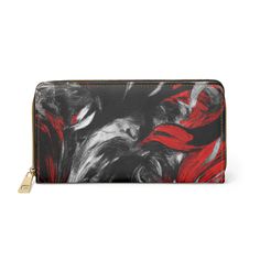 Decorative Black Red White Abstract Seamless Pattern Womens Zipper Wallet Red Rectangular Wallet With Zipper Pouch, Modern Red Wallet For Daily Use, Red Rectangular Wallet With Zipper Pocket, Red Rectangular Wallet With Zipper Closure, Red Wallets With Zipper Pouch For Everyday, Rectangular Red Wallet With Zipper Closure, Red Wallet With Zipper Pocket For Everyday Use, Red Wallet With Zipper Closure For Daily Use, Versatile Red Wallet For Daily Use