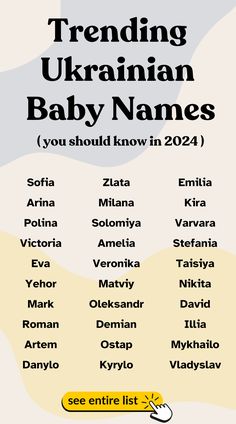 a baby names list with the words trending ukranian baby names you should know in