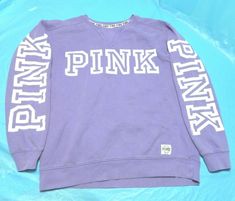 Victoria's Secret "Pink" Women's Pullover Sweatshirt Light Purple Size Small   78% Cotton   22% Polyester  Excellent Condition Buyer pays Flat Rate Shipping of $8.00 via USPS Regular Mail. Ship to US Zip Codes only.  If you have any questions about this item, email me before you buy. Funds are due at time of purchase. Check Our Items at http://www.ebay.com/sch/jacwes/m.html?_trksid=p3692 Also Check Our Items at http://www.ebay.com/csc/grandmom08330/m.html?_ipg=50&_sop=13&_rdc=1 And More at http: Pink Long Sleeve College Sweater, Pink Long Sleeve Sweater For College, Pink College Sweatshirt With Ribbed Cuffs, Pink Sweatshirt With Ribbed Cuffs For College, Pink Outfits Victoria Secret, Zip Codes, Pink Nation, Dog T Shirt, Pink Dog