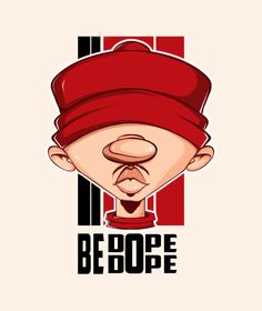 an image of a cartoon character wearing a red hat with the words beopee on it