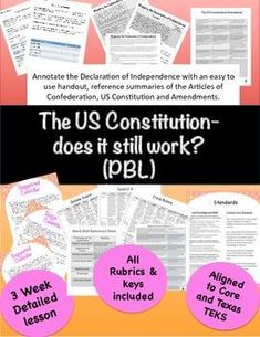 the us constitution - does it still work? pbl all rubrics and key words