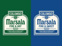 two bottles of marsala and pine sweetener on a blue and green background